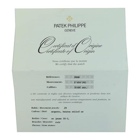 patek philippe archives|patek philippe certificate of origin.